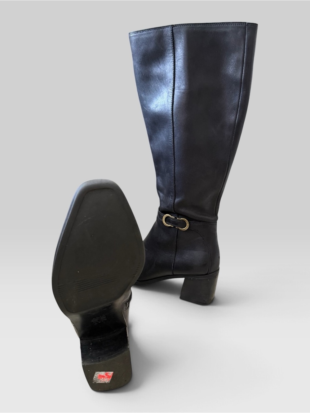 Naturalizer Black Knee High Boots Gold Buckle Detail Size 7 - Picture 6 of 6